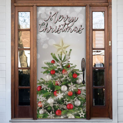 Merry Christmas Tree 36" x 80" Door Banner - Front Door Outdoor Decorations