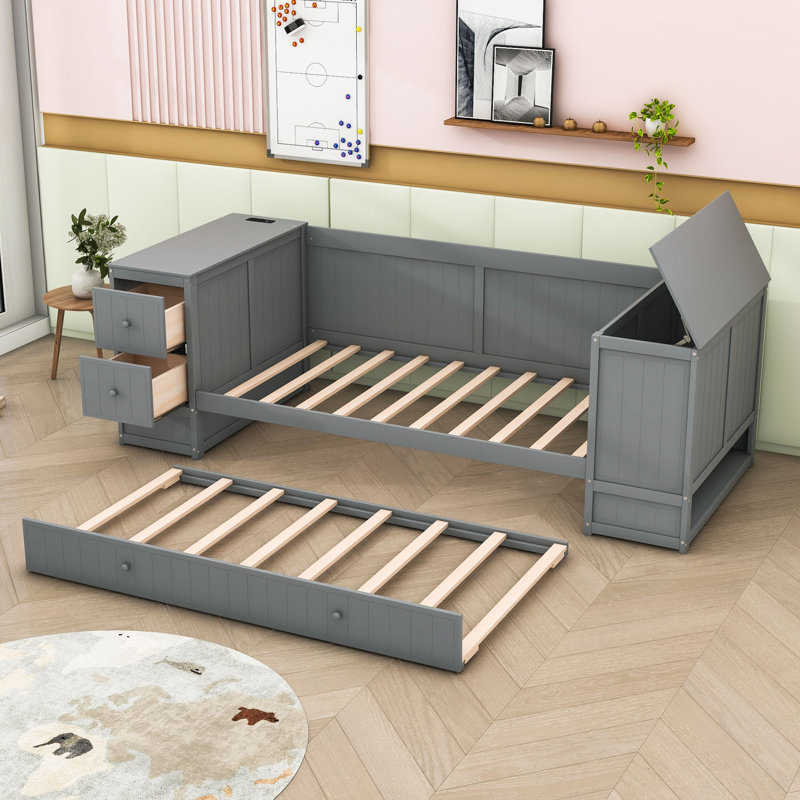 Azaree Twin Daybed with Trundle, Gray