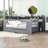 Full Daybed with Shelves,Drawers,LED Light and Desk-463784774