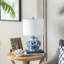 Lampe vase en céramique bleue et blanche
