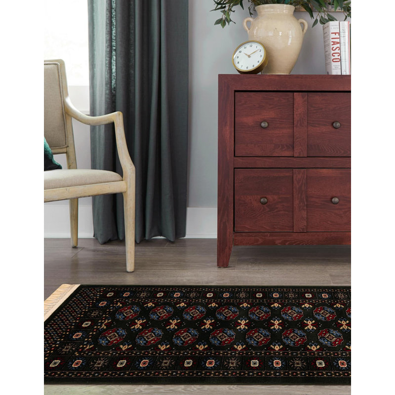 Tapis traditionnel Hinshaw vert foncé, Tapis de couloir 2 pi x 8 pi