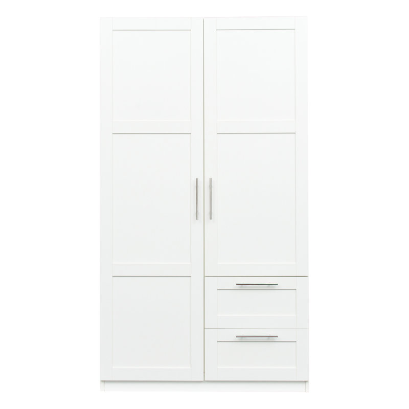 Armoire haute et armoire de cuisine, blanc - 2 portes, tiroirs, 5 espaces de rangement, panneau de particules de 15 mm, dossier de 3 m, armoire facile à nettoyer