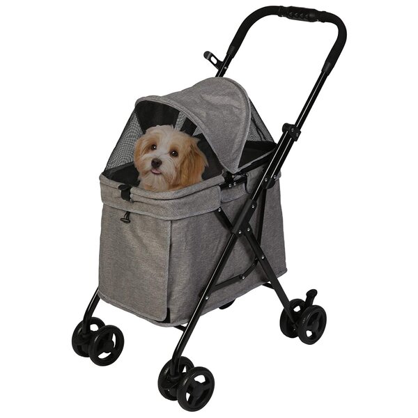 Retro Luxe Pet Stroller, Medium 4-Wheel Luxury Dog-Cat Stroller with Two  Openings, Foldable Pet Pram