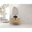 Meuble-lavabo contemporain de 76 cm avec lavabo en céramique artistique, comptoir en pierre artificielle blanche et portes à fermeture amortie.