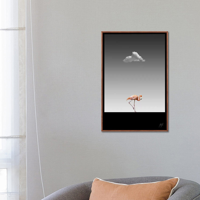 Impression d’art graphique Flamingo Catwalk II par Kathrin Federer, H 26 po x l 18 po x 1,5 po, Pas de tapis