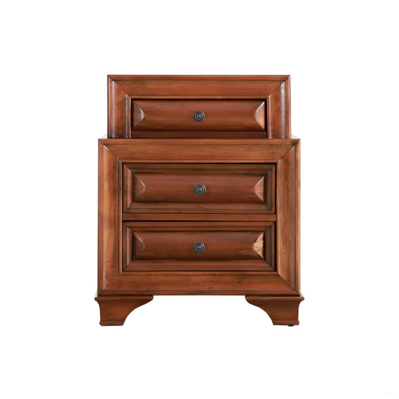 Charming Nightstand With Curved Fronts, Oak