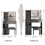 Petit meuble-lavabo de 29,2 po avec tabouret de bureau et tabouret rembourré à gauche 29,5 po, grande commande tactile, interrupteur tricolore, miroir à luminosité réglable, rangement à grande capacité, convient aux petits espaces-1794866639