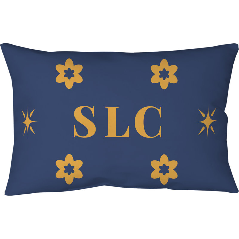 Coussin en polyester filé et fermé Salt Lake City, Bleu, doré, couleurs de Salt Lake City, 14 pouces x 20 pouces