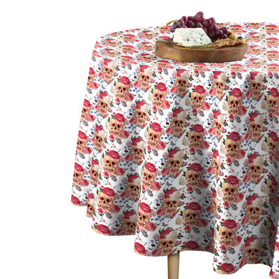 Kline Flowering Skulls Round Tablecloth