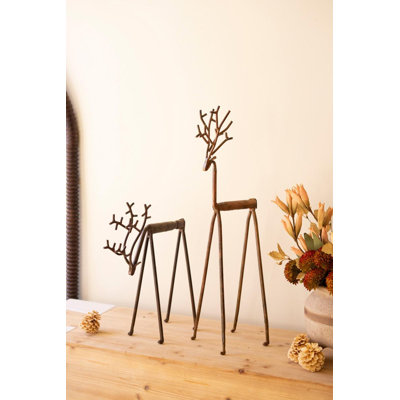 SET OF TWO FORGED-IRON DEER