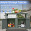 Armoire de rangement pour barbecue avec roulettes, gris