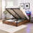 Lift-Up Storage Bed Frame, Size Bed Frame With Bookcase Headboard  LED Lights, Wooden Platform Bed Frame With Charging Station, No Spring Box Needed, Rustic Brown-92133805