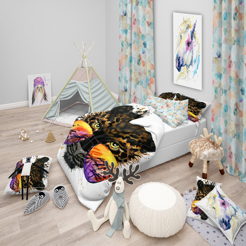 Ensemble de housse de couette tropical, Housse de couette double / grand et 2 taies