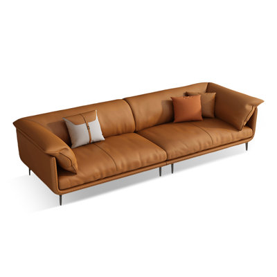 Orange Genuine Leather Modular Sofa cushion couch