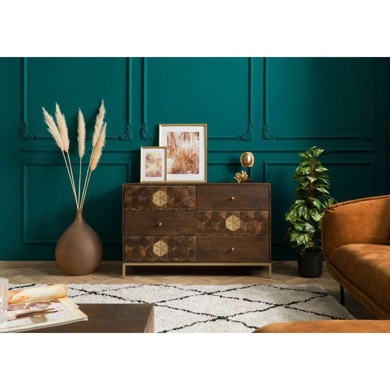 DIAMOND 122cm Solid Wood Sideboard, Brown