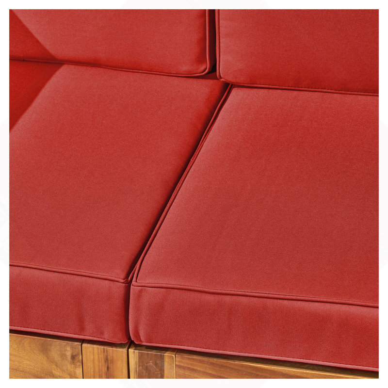 3-PIECE SOFA SET, RED, Wood, Red