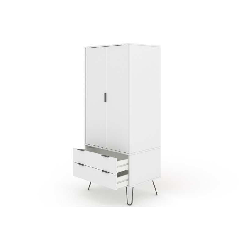 Landyn 2 Door, 2 Drawer Wardrobe Industrial Design, White