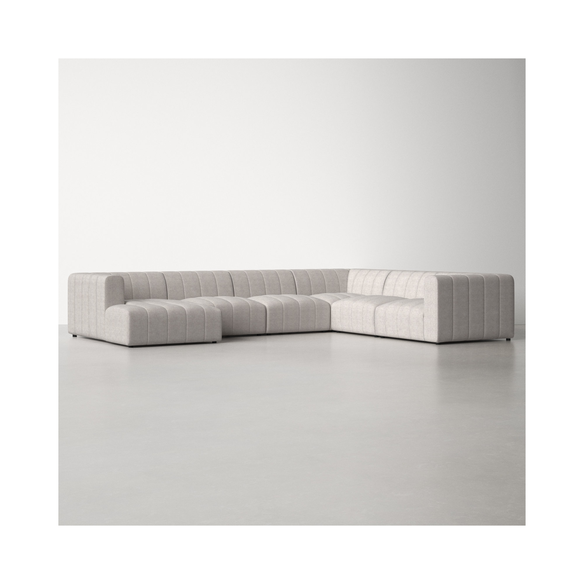 Bowry 6 - Piece Chaise Sectional, Reversible, Neutral Sandstone Polyester, 28" H x 157" W x 129" D