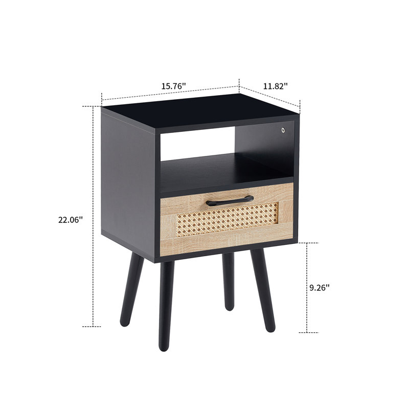 Table de chevet Cathrine, Noir