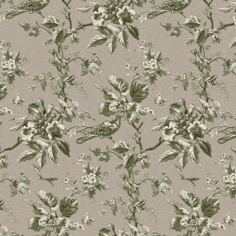 Stoffer Home x Cloth and Co. Thelma Settee, Michigan Bird Toile Olive