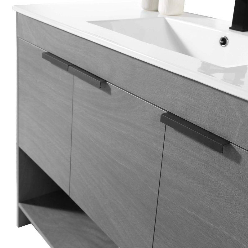 Meuble-lavabo simple 48 po Daénaires, Gris classique