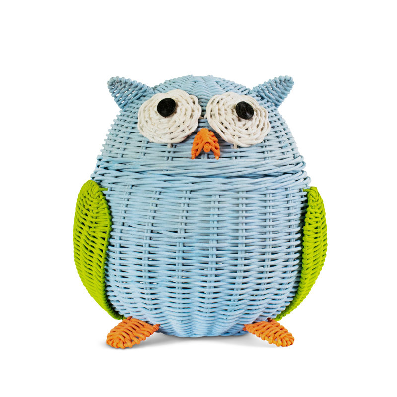 Panier en rotin Millwood Pines, Bleu, H 7 po x l 6,5 po x P 5,5 po