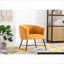 Chaise d'appoint avec revêtement en velours jaune - siège, pieds en métal, velours orange jaunâtre élégant, moderne