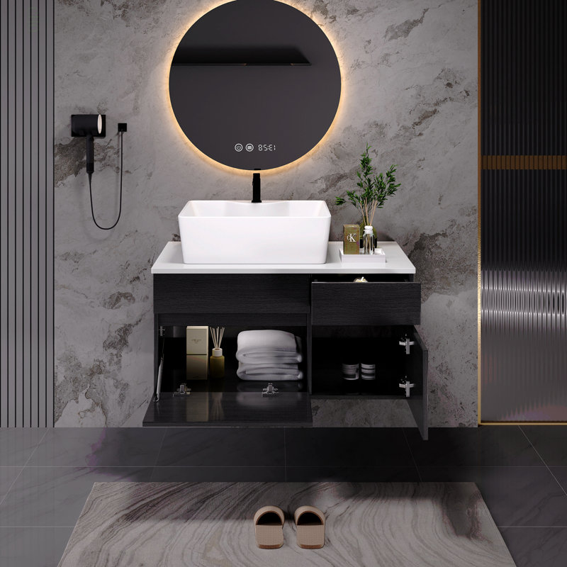 Petit meuble-lavabo flottant simple 31,5 pouces avec lavabo