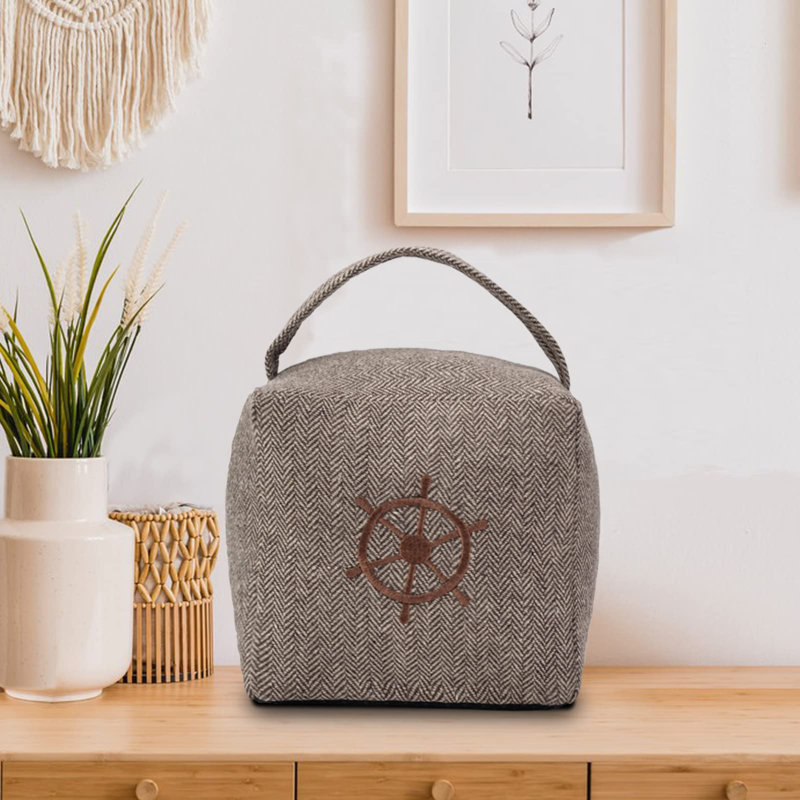 Butoir de porte en tissu lesté 3,3 lb (5 po x 6 po) - Arrêt de porte souple robuste avec poignée et ancrage nautique, décoratif pour la maison et le bureau