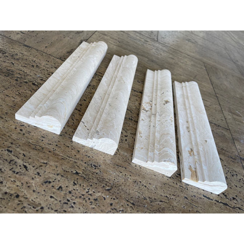 Valencia 2 1/2" x 12" Double Step Chair Rail Travertine Look Wall Liner
