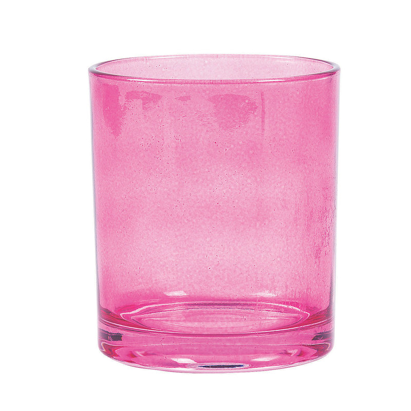 Glass Table Vase, 4" H x 10.2" W x 4" D, Pink