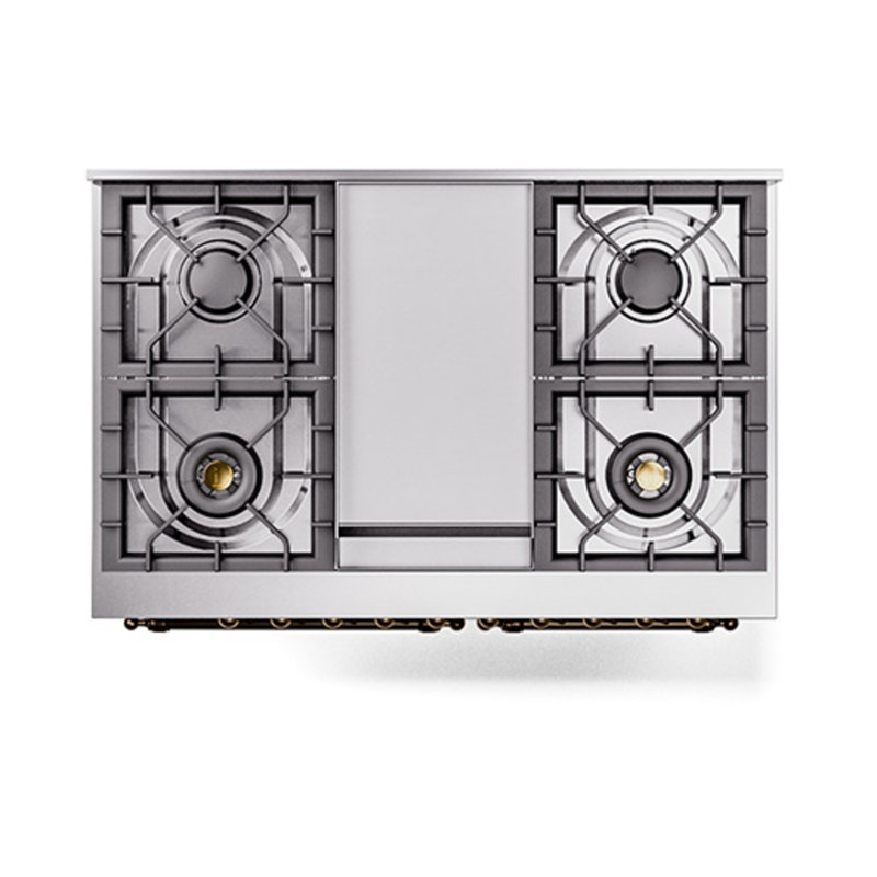 ILVE Nostalgie II Noblesse 40 in Dual Fuel Range, Stainless Steel/Bronze, Natural Gas