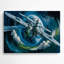 Art mural en métal Sciifi Space station orbiting Earth Blue-874987928