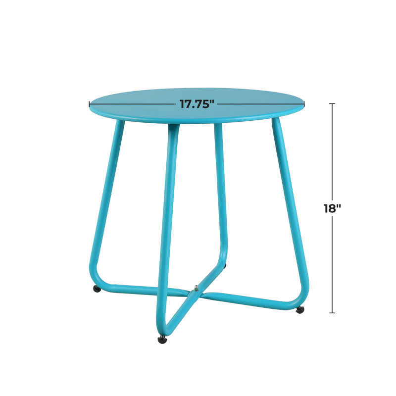 Table d'appoint en acier Ebern Designs, Turquoise