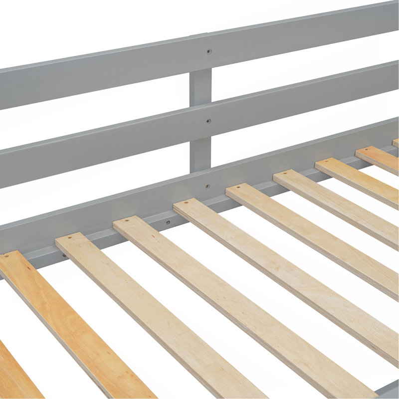 Lit superposé simple au-dessus de simple avec 4 tiroirs et 3 tablettes - gris, Gris