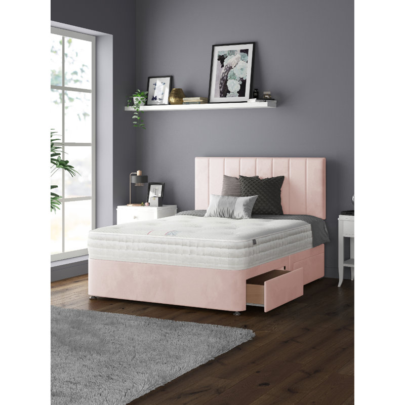 Ohioville Divan Bed Base, Pink, Single (3'), 2 Right Drawers