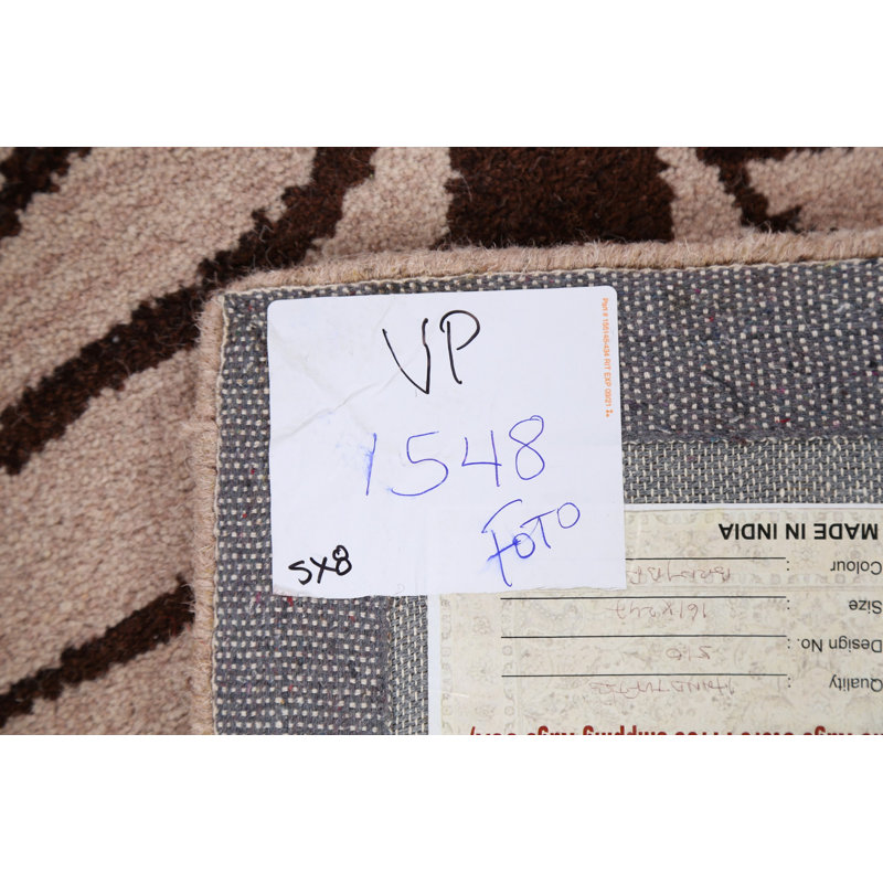 Tapis brun / beige en laine touffeté à la main Floral