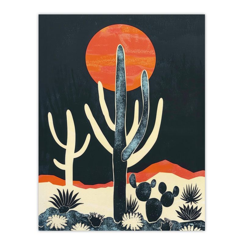 Wall Art Print Saguaro Cactus Sun Desert Landscape Poster