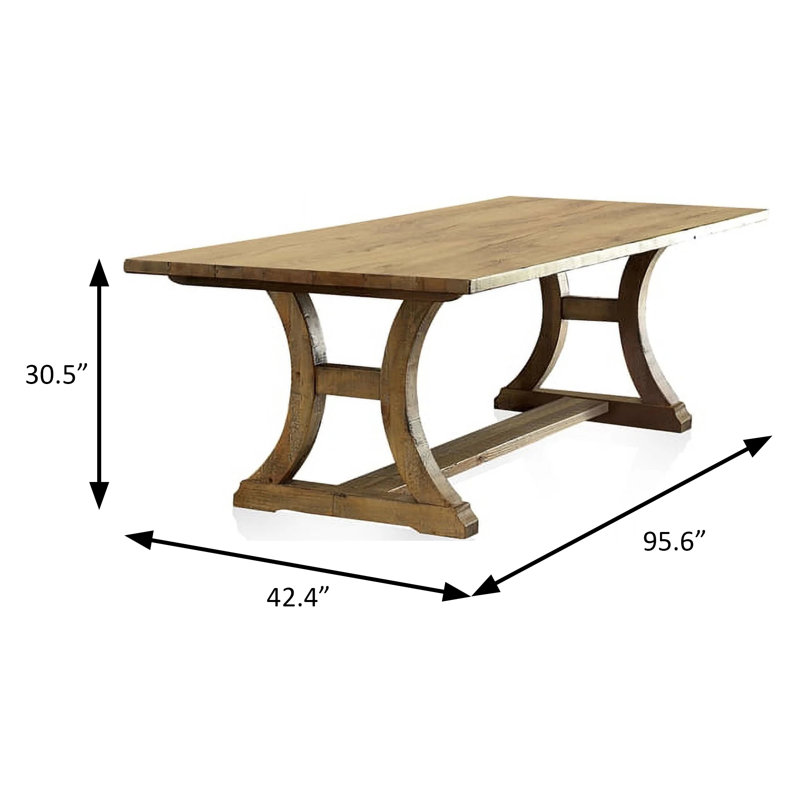 95.6" W Rustic Dining Table, Rustic Pine/Brown