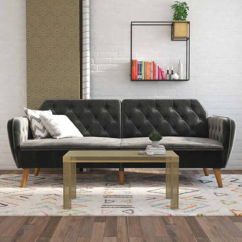 Tallulah Memory Foam Futon, Gray Velvet