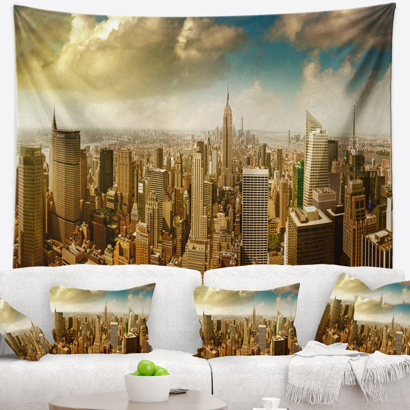 Tapisserie Cityscape Midtown and Downtown Manhattan, H 32 po x l 39 po