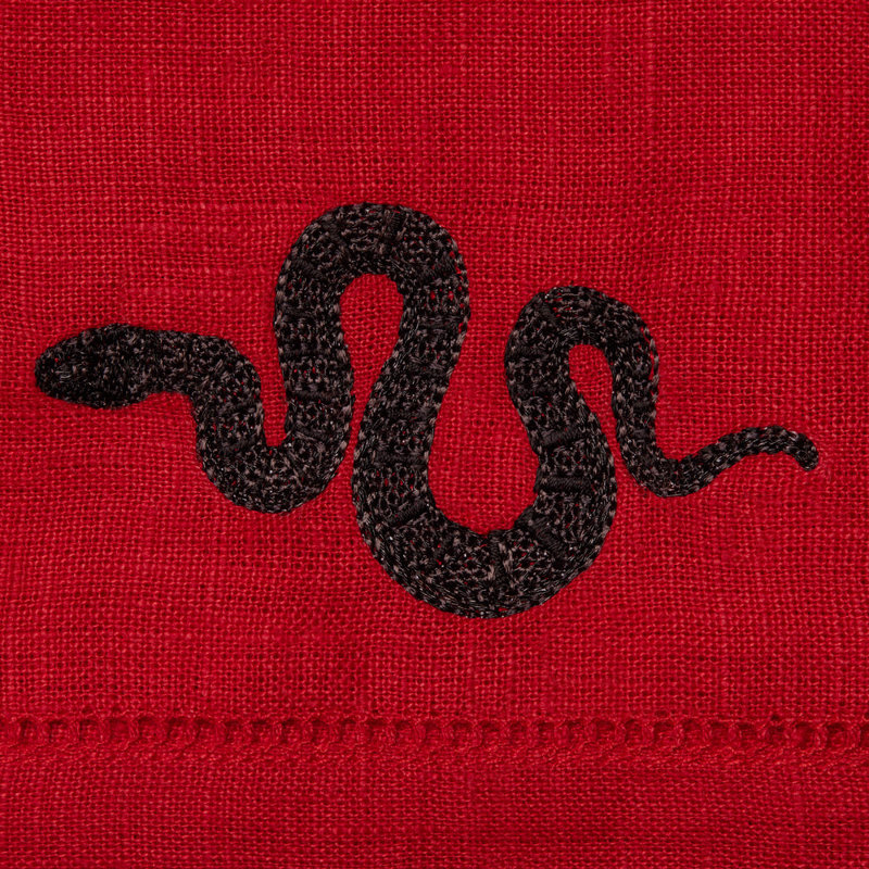 Year Of The Snake Linen Lumbar Pillow Cover & Insert, Red/Black