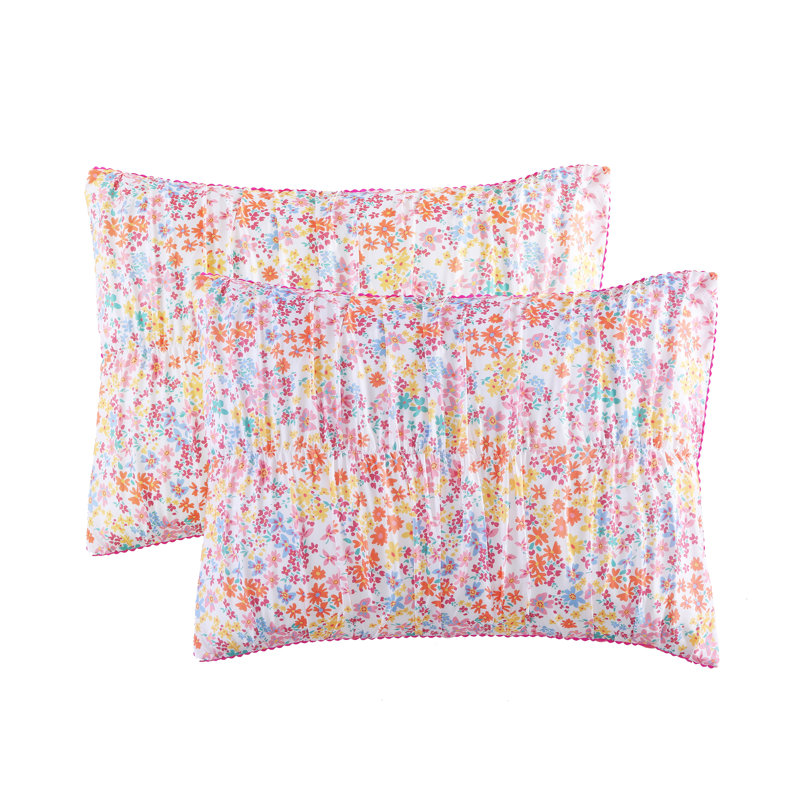 Ensemble d'édredon en microfibre rose Garden Posies, Édredon double et 3 pièces supplémentaires