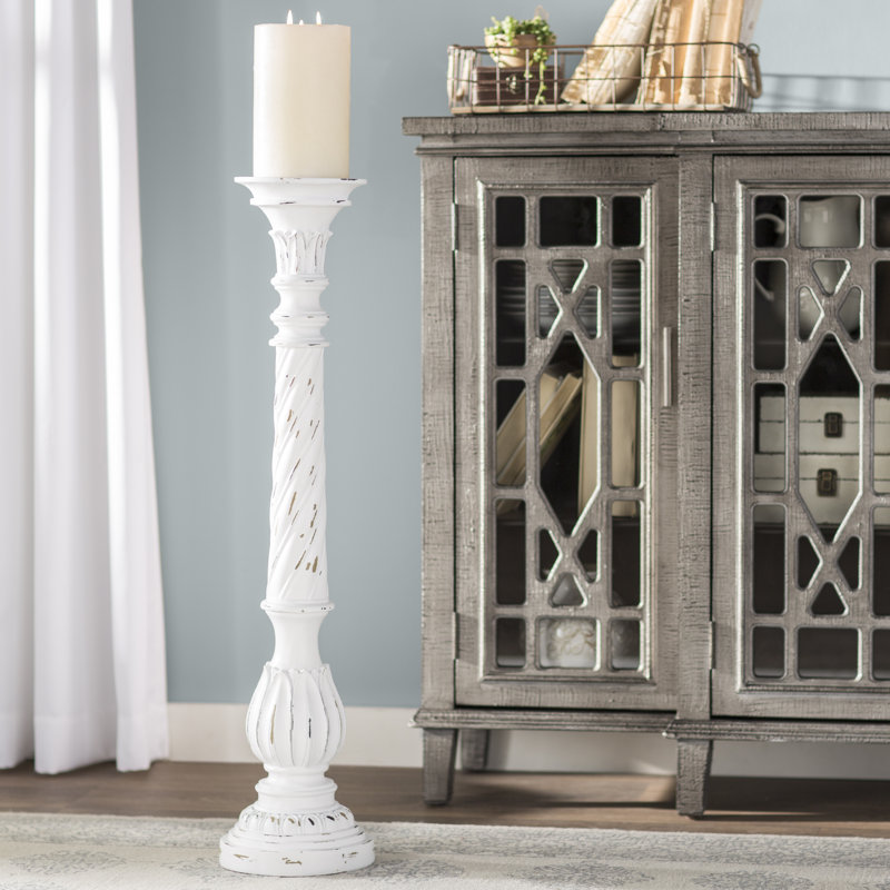 35.75'' H Resin Candlestick, White