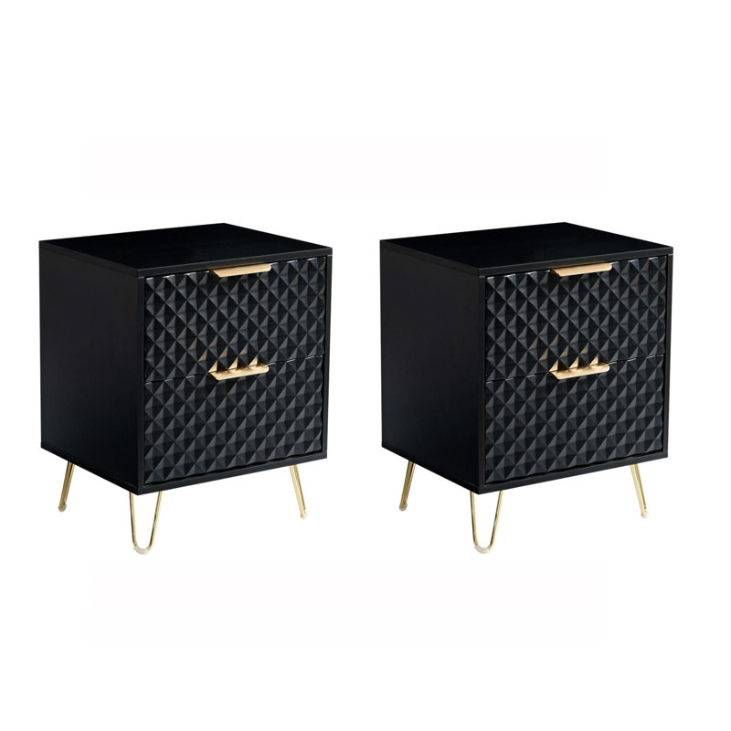 Table de chevet, ensemble de 2, Noir