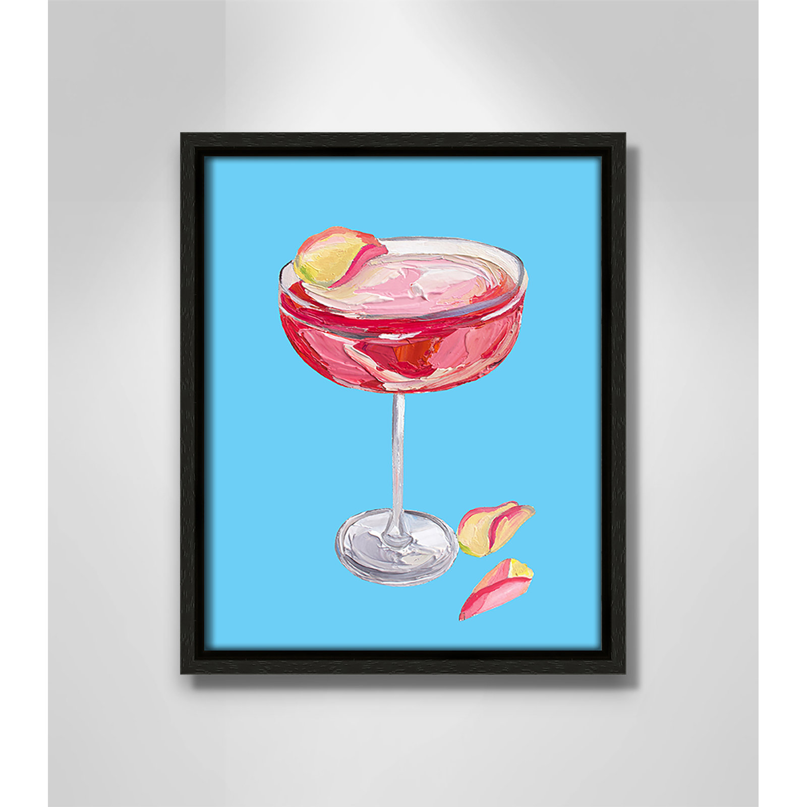 Sparkling Rose Gin Cocktail Print by Straker, 11.5" H x 9.5" W, Espresso Floater