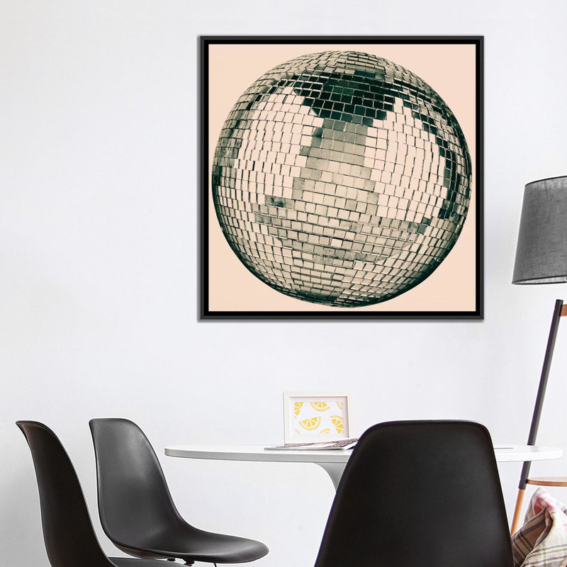 «Modern Disco Ball», impression sur toile, H 18 po x l 18 po x P 1,5 po, Toile avec cadre noir, Pas de tapis