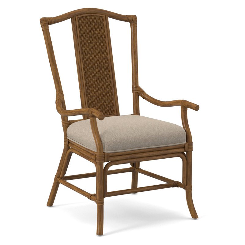 Drury Lane Slat Back Dining Arm Chair, Havana, Eggshell Crypton Performance; 0884-93