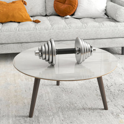 24"Inch Round Tempered Glass Table Top With Marble Design,Diy Replacementcover Desktop