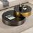 35.4" Coffee Table with Dual-Tier Rotating Top, Smoked Glass and Two-Tone Metal（Modern Round ）